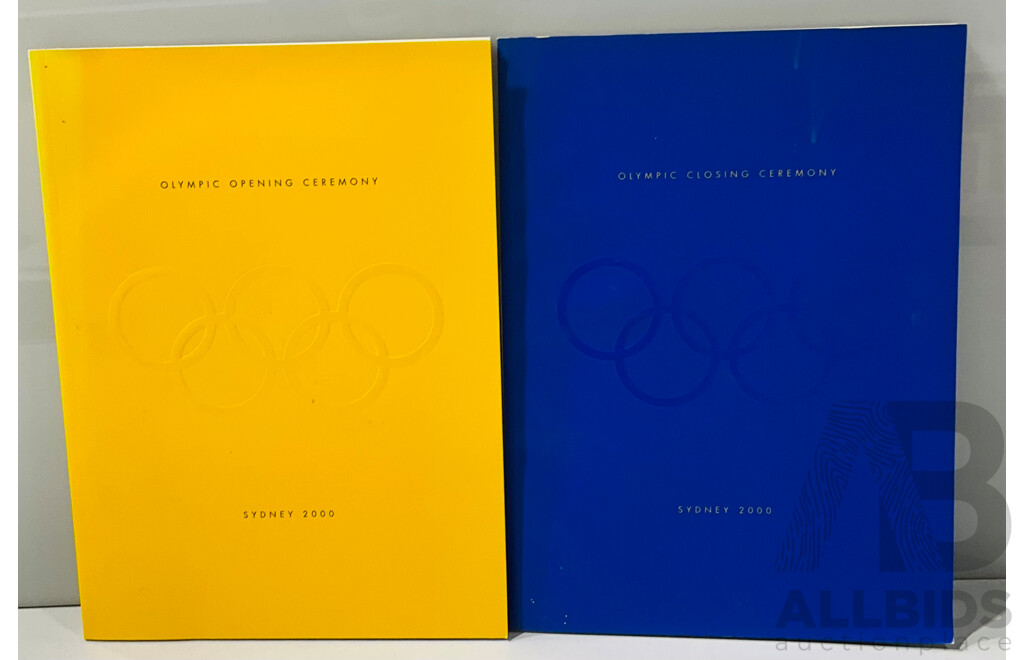 Collection of Sydney Olympics 2000 Memorabilia Including Traffic Signs, Open and Closing Ceremonies Commemorative Books and More