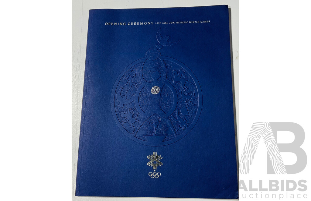 Salt Lake 2002 Paralympics Fleece Vest and Watch, Alongside Olympic Starting Bib, and Three Copies of the Opening Ceremony Booklet 2002 Salt Lake Olympic Winter Games