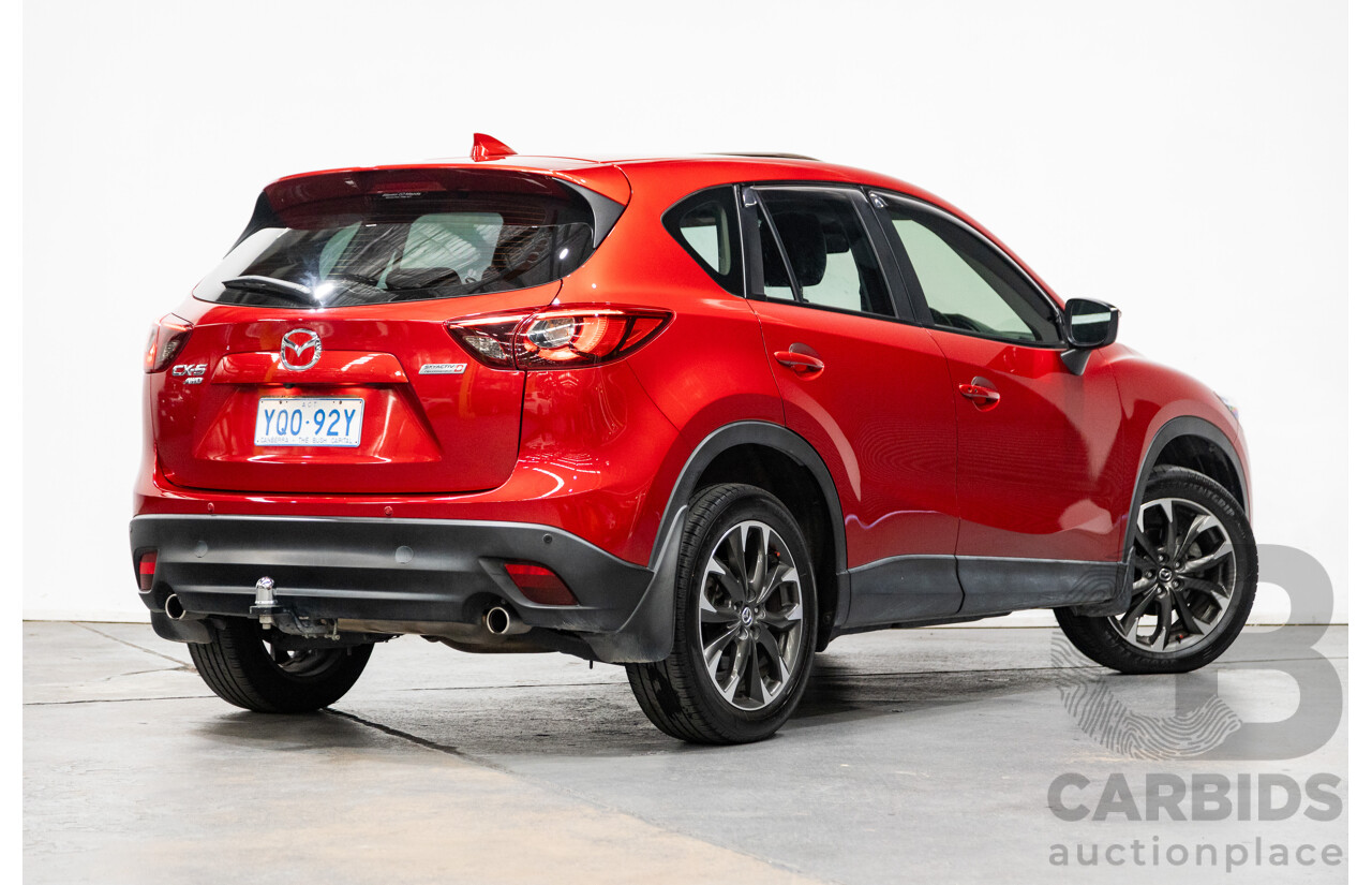 7/2015 Mazda CX-5 Akera (AWD) Series 2 KE MY15 4d Wagon Soul Red Metallic Twin Turbo Diesel 2.2L