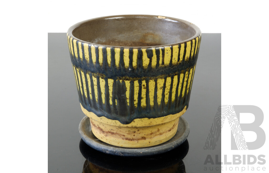 Mid Century Ceramic Planter with Underplate
