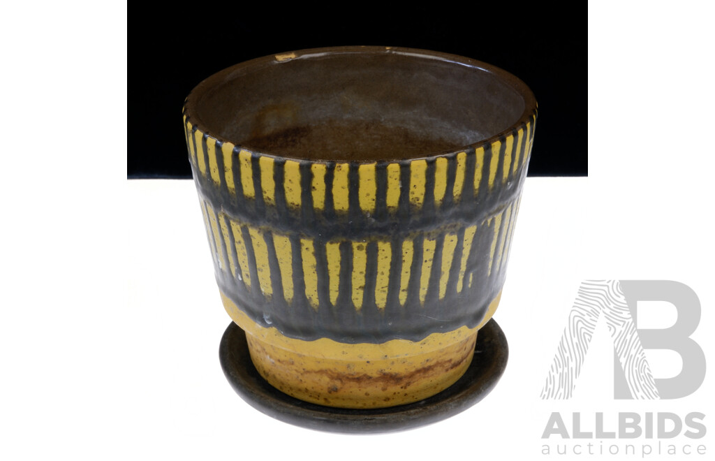 Mid Century Ceramic Planter with Underplate
