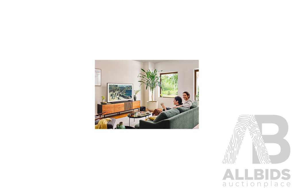 LIVE AUCTION 3 - 75-Inch the Frame Samsung TV Bundle. Samsung 75-Inch the Frame LS03D QLED 4K Smart TV  + Samsung Q700D Soundbar + Bracket Wall Mount +  Install TV and Soundbar - Valued at $5,099 - Donated by Harvey Norman