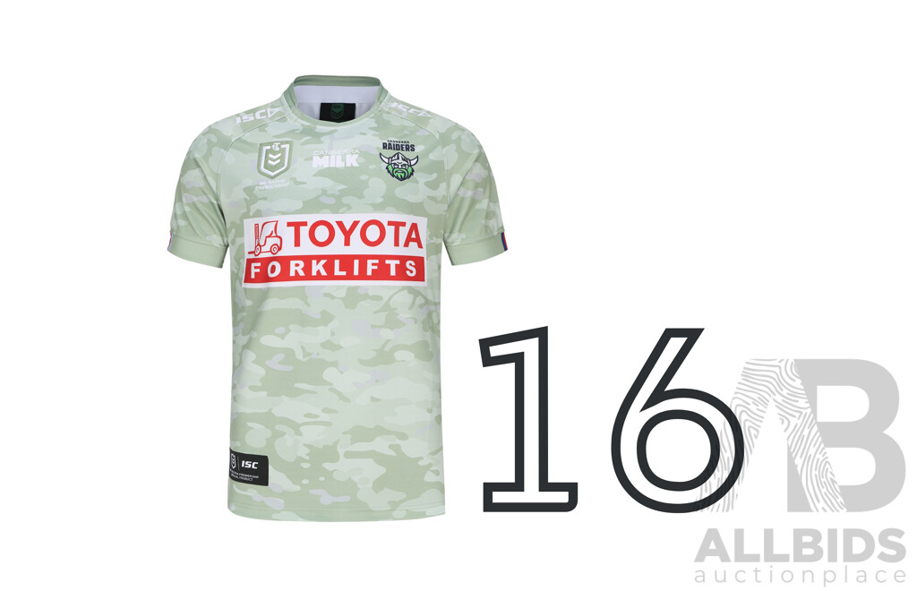 16. Trey Mooney - Player Cut and Signed Canberra Raiders 2024 ANZAC Jersey - Proceeds Towards Australian Kookaburra Kids Foundation