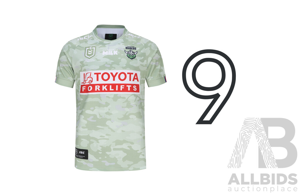 9. Danny Levi - Player Cut and Signed Canberra Raiders 2024 ANZAC Jersey - Proceeds Towards Australian Kookaburra Kids Foundation