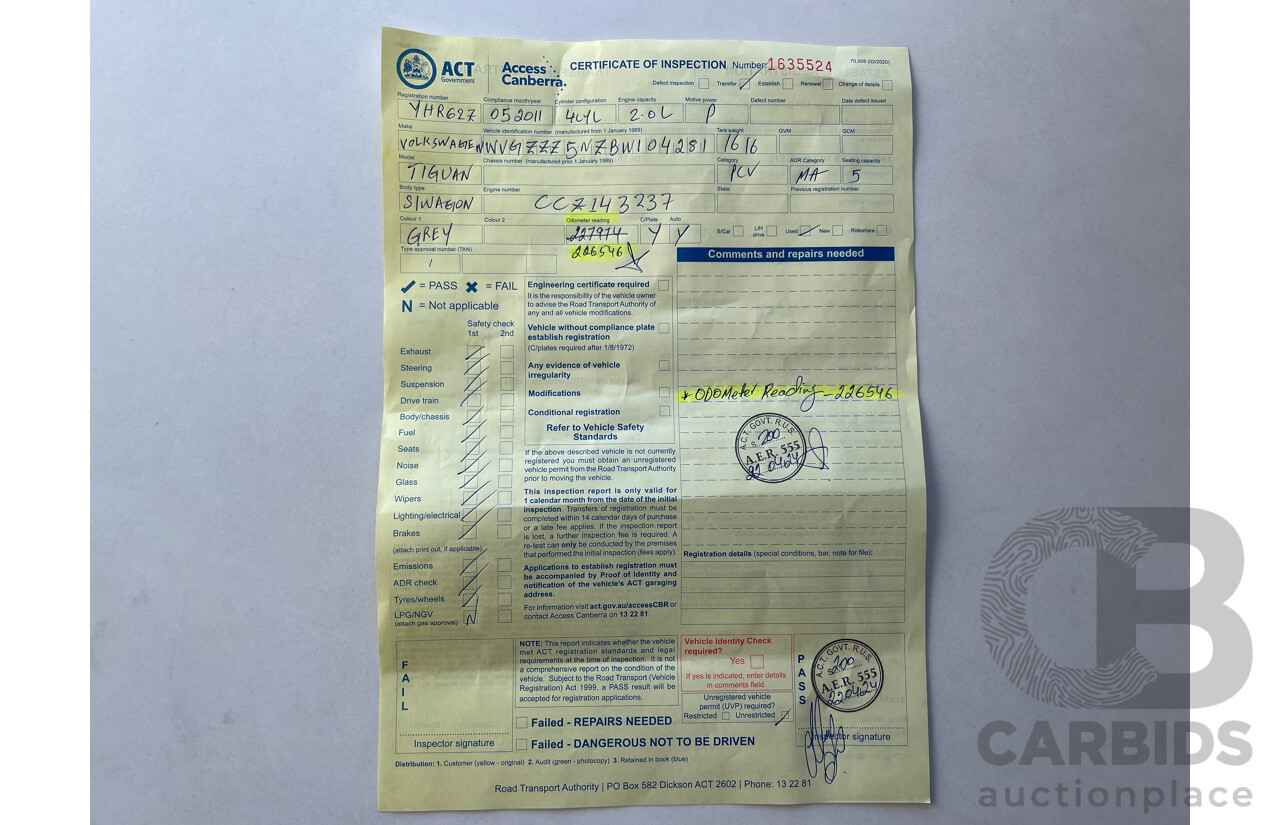 05/2011 Volkswagen Tiguan 125 TSI 4x4 5NC MY11 4D Wagon Grey 2.0L