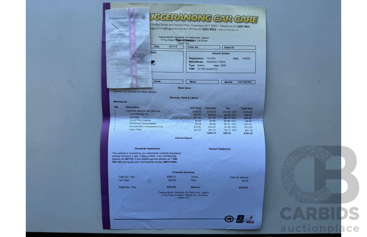 02/2005 Nissan X-Trail ST (4x4) 4WD T30 4D Wagon Black 2.5L