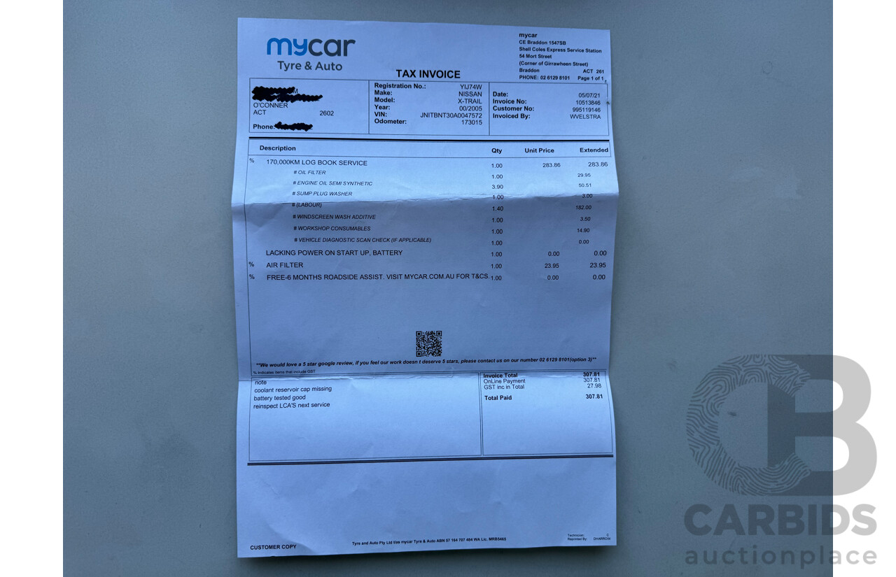 02/2005 Nissan X-Trail ST (4x4) 4WD T30 4D Wagon Black 2.5L