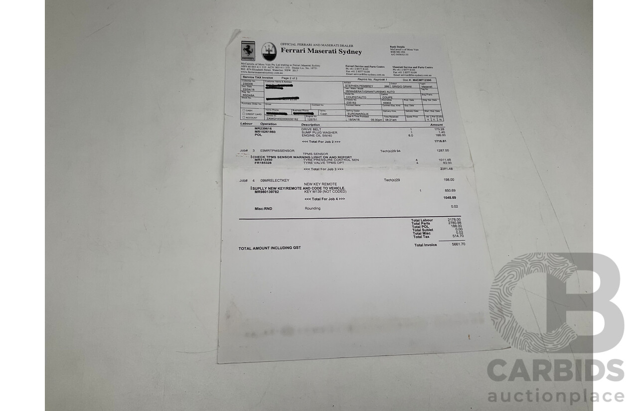 1/2008 Maserati Granturismo 2d Coupe Metallic Black V8 4.2L