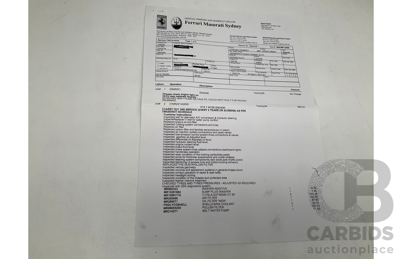 1/2008 Maserati Granturismo 2d Coupe Metallic Black V8 4.2L