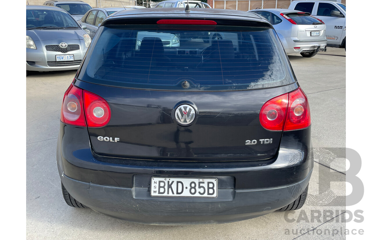 03/2007 Volkswagen Golf 2.0 TDI COMFORTLINE FWD 1K 5D Hatchback Black 2.0L