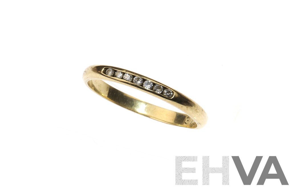 9ct Round Profile Diamond Set Ring, TDW 0.07ct, Size R, 1.72 Grams