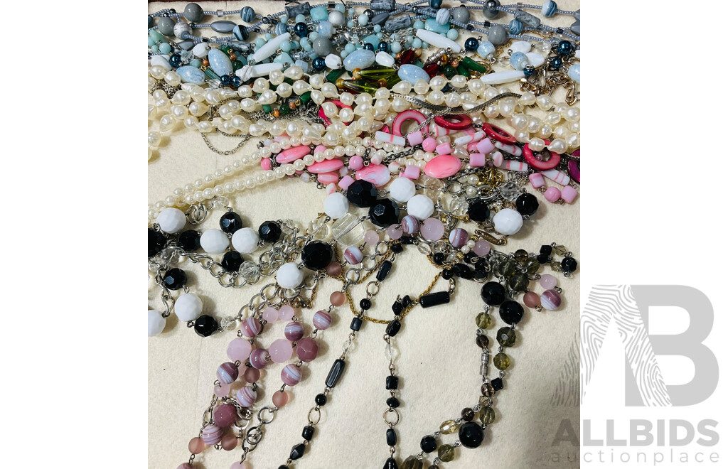 Wooden Display Box Filled with Handmade Beaded Necklaces and Bracelets