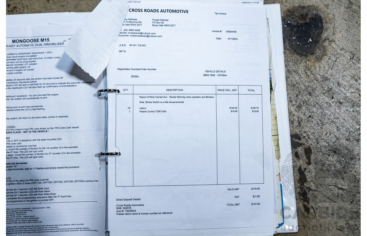 1/1971 BMW 1602 2d Coupe Inka Orange 1.6L