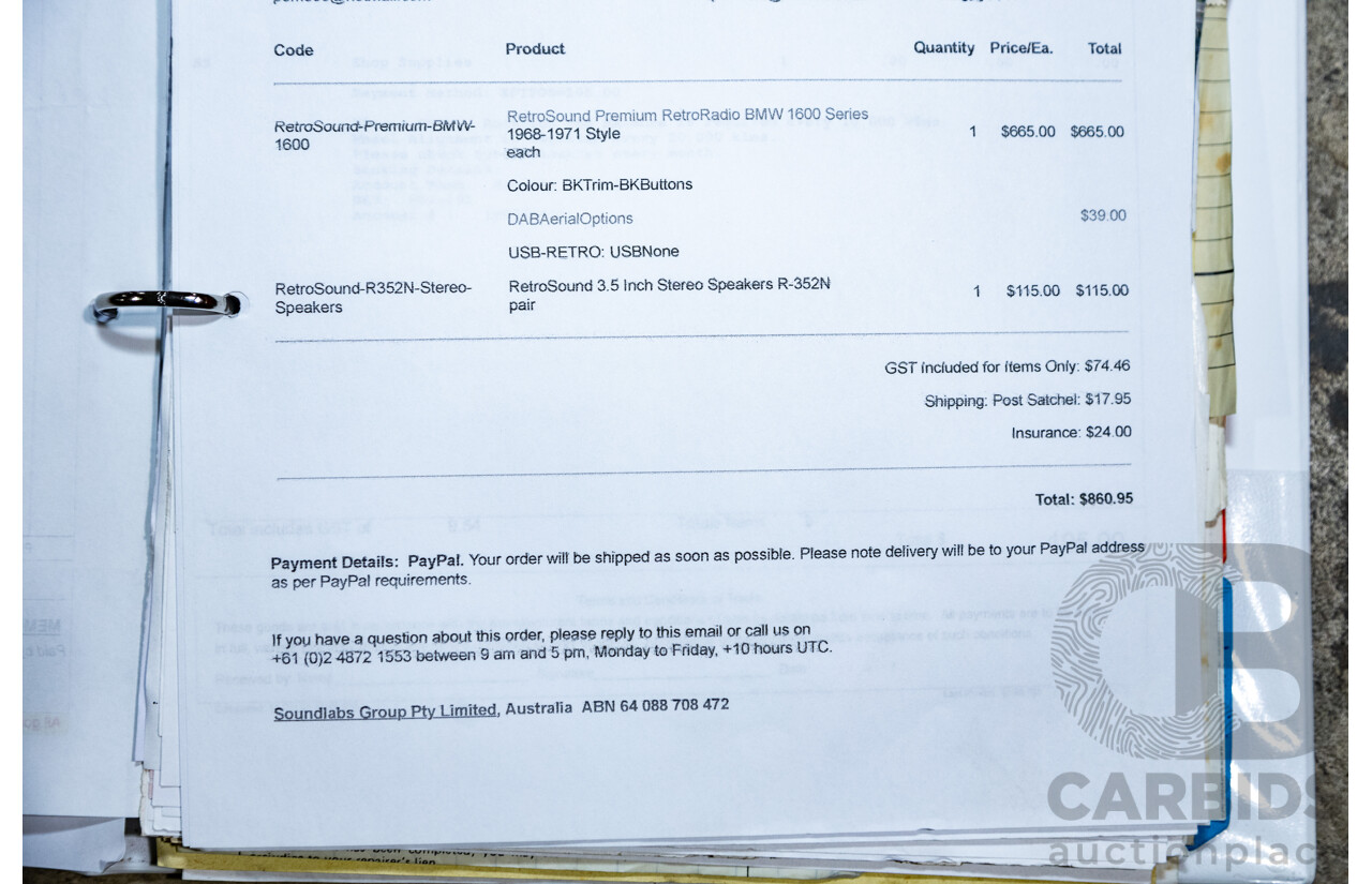 1/1971 BMW 1602 2d Coupe Inka Orange 1.6L