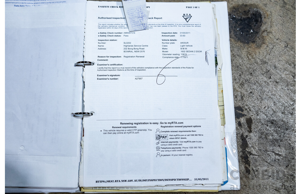 1/1971 BMW 1602 2d Coupe Inka Orange 1.6L