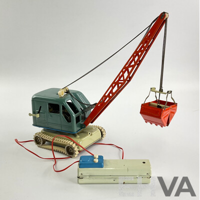 Vintage Pressed Steel Remote Controlled Toy Crane Bucket, Made in West Germany