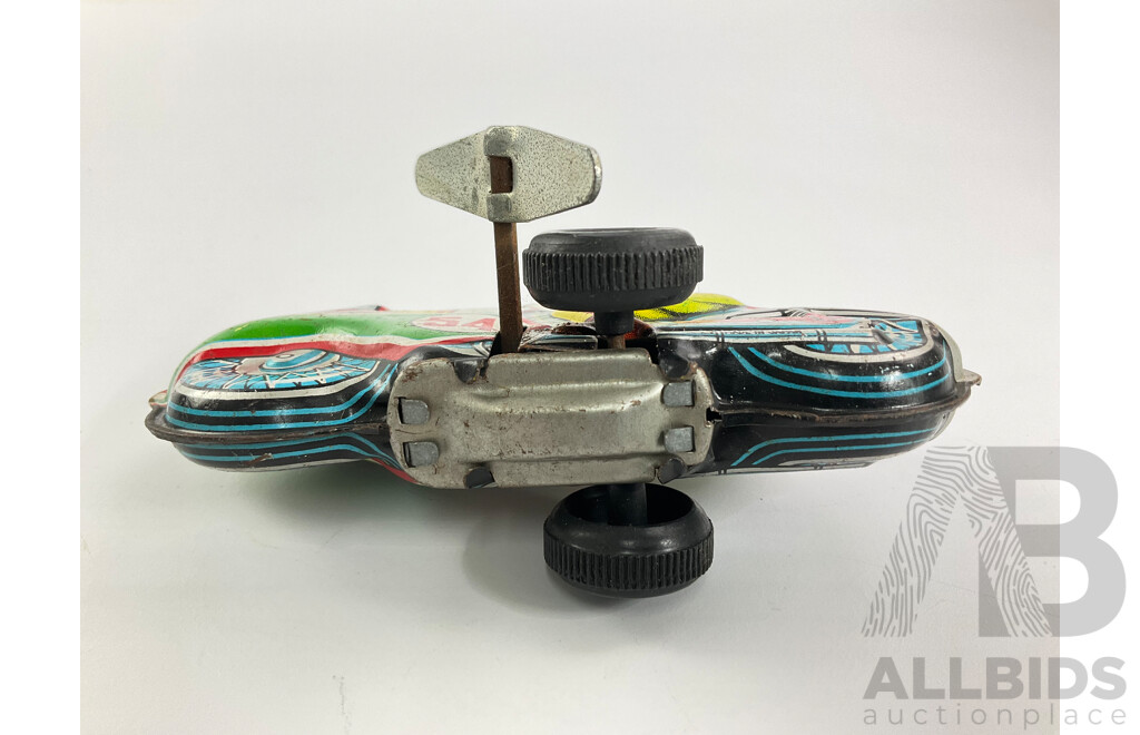 Vintage Pressed Steel Motorcycle with Wind Up Motor, Made in Japan