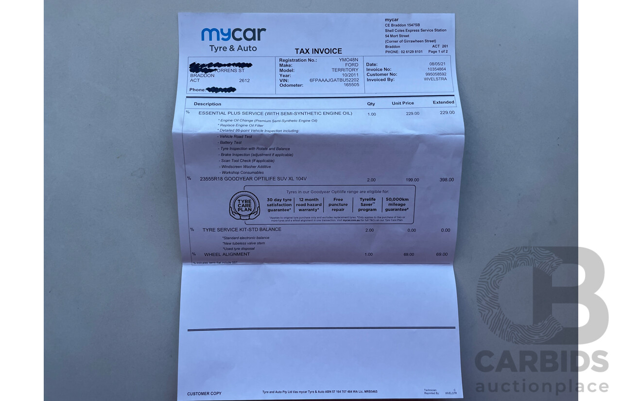 10/2011 Ford Territory TS (RWD) RWD SZ 4D Wagon Silver 2.7L