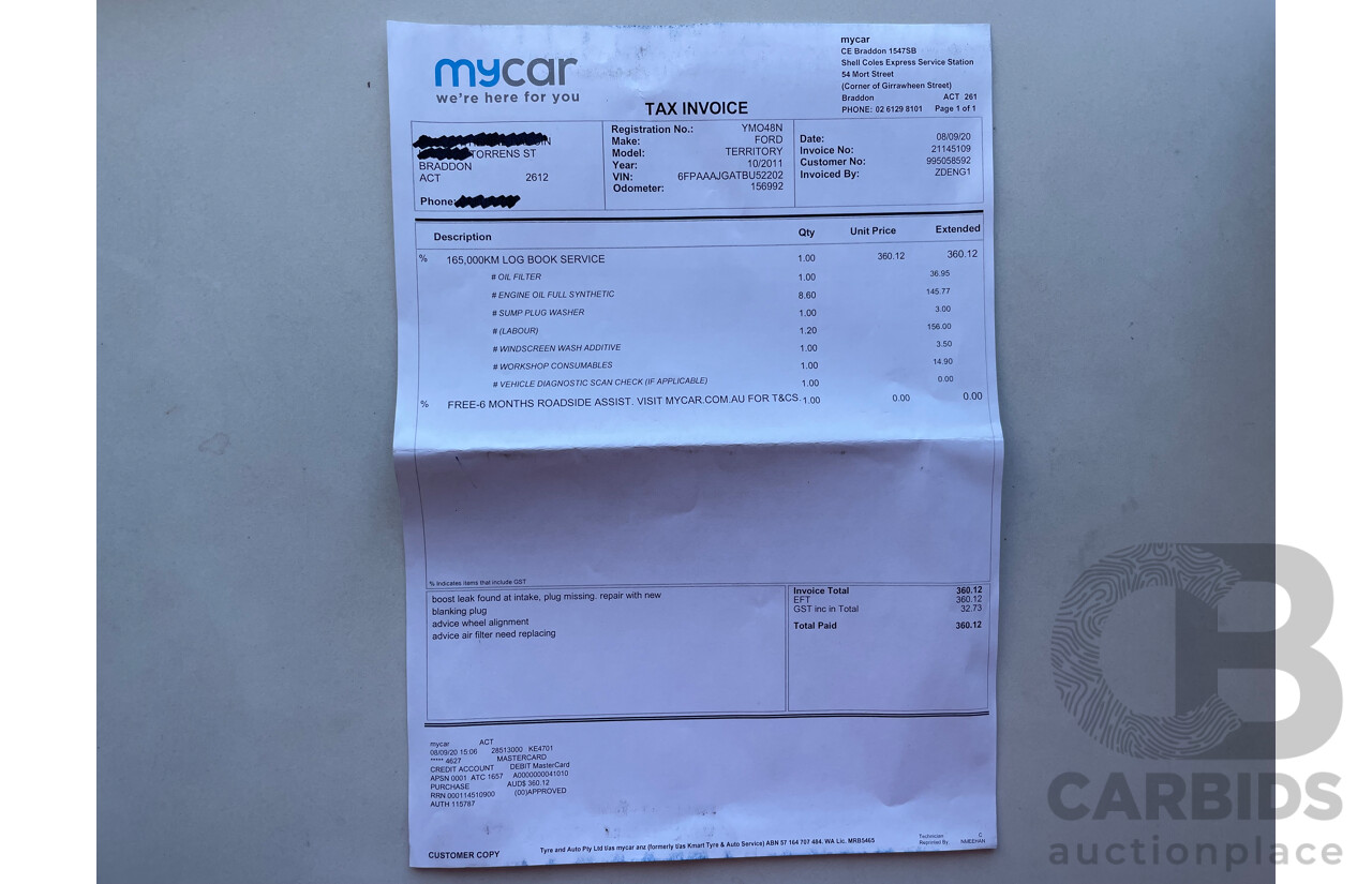 10/2011 Ford Territory TS (RWD) RWD SZ 4D Wagon Silver 2.7L