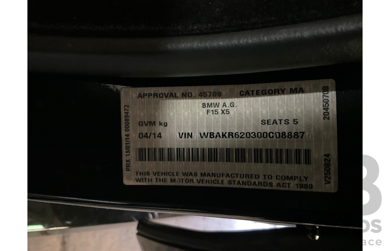 4/2014 BMW X5 Xdrive 50i F15 (AWD) MY14 M-Sport Pack 4d Wagon Sapphire Black Metallic Twin Turbo V8 4.4L