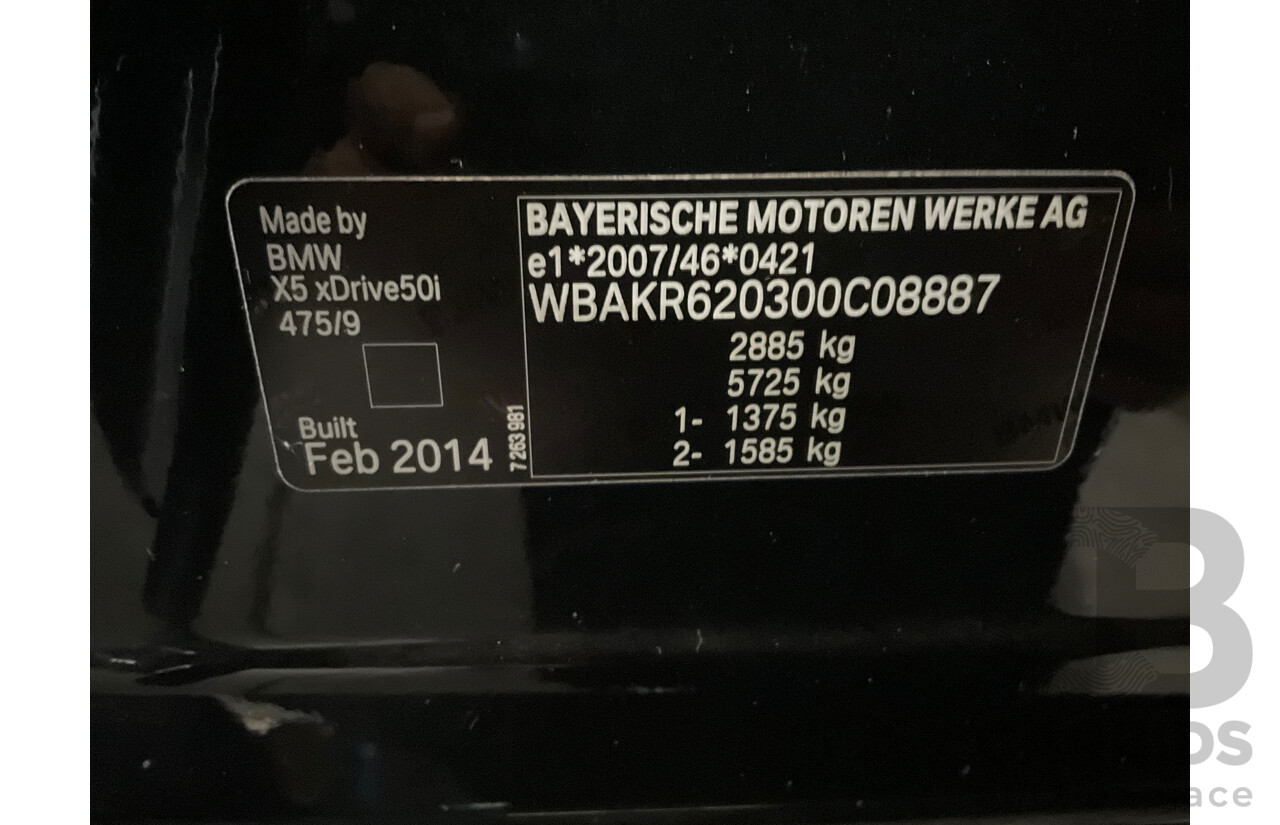 4/2014 BMW X5 Xdrive 50i F15 (AWD) MY14 M-Sport Pack 4d Wagon Sapphire Black Metallic Twin Turbo V8 4.4L