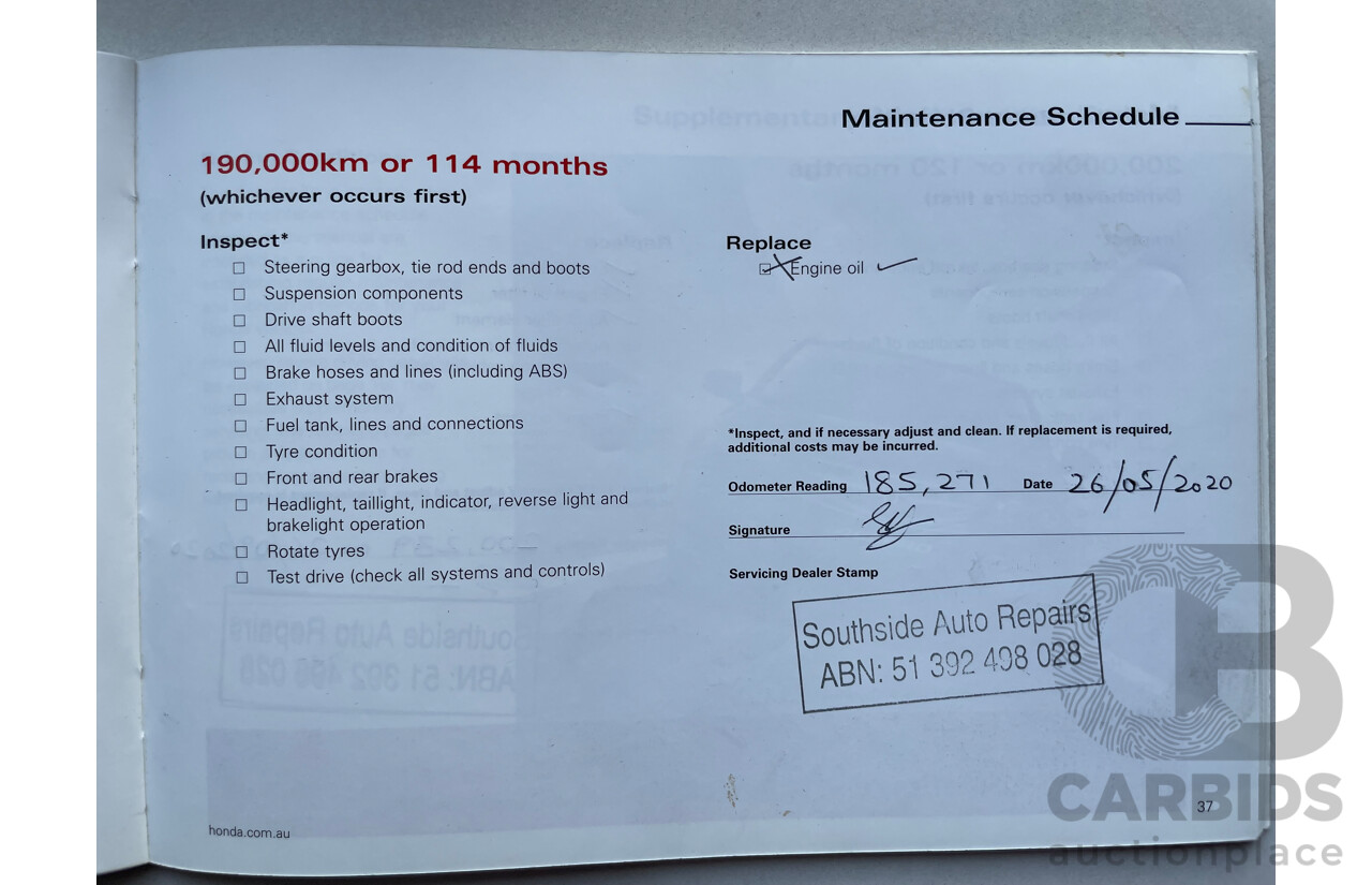 09/2007 Honda Accord EURO LUXURY FWD MY06 UPGRADE 4D Sedan Black 2.4L