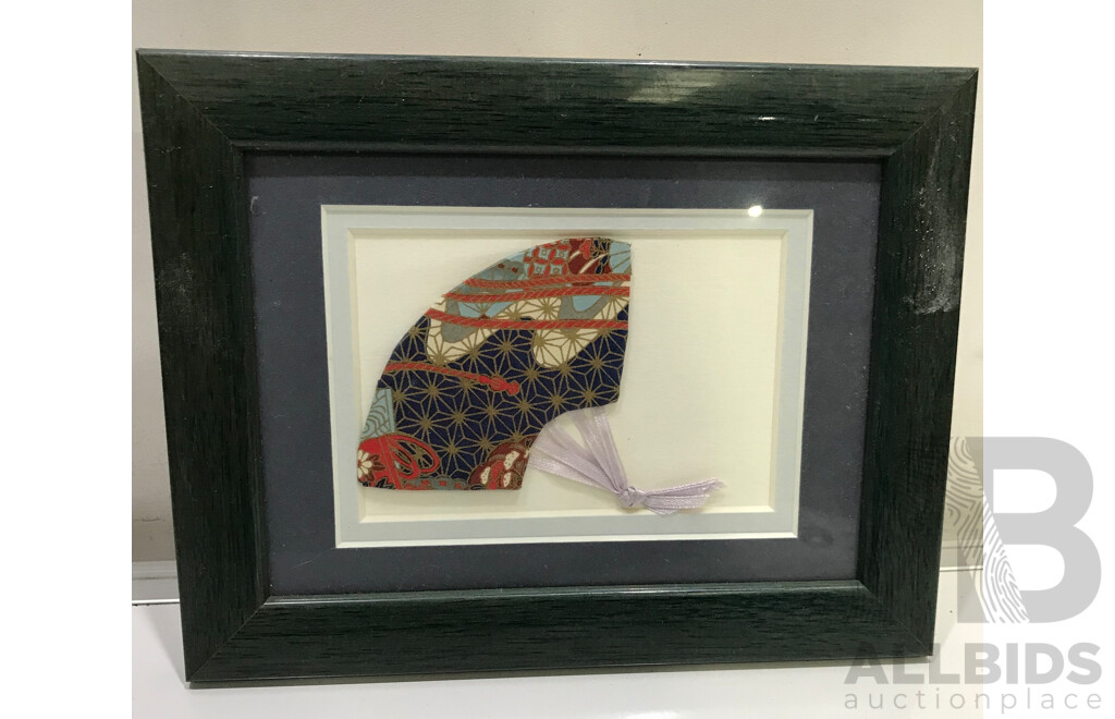 Framed Japanese Artwork Including Love by Kitagawa Utamaro and Japanese Fan - Lot of 2