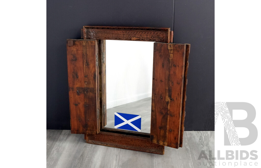 Hardwood Framed Mirror with Castle Doors