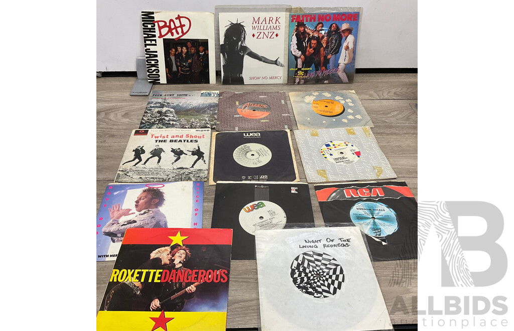 Collection of 7inch Vinyl Record Including Michael Jackson & the Beatles and More - Lot of 14