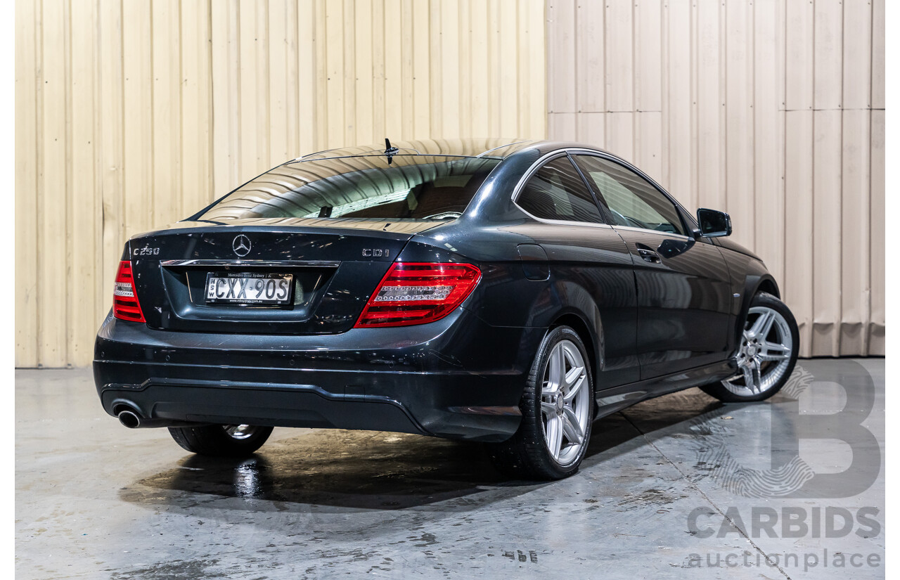 8/2011 Mercedes Benz C250 CDI BE AMG Package W204 MY11 2d Coupe Magnetite Black Metallic Turbo Diesel 2.1L