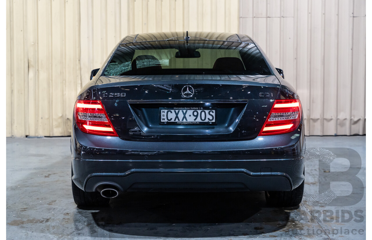 8/2011 Mercedes Benz C250 CDI BE AMG Package W204 MY11 2d Coupe Magnetite Black Metallic Turbo Diesel 2.1L