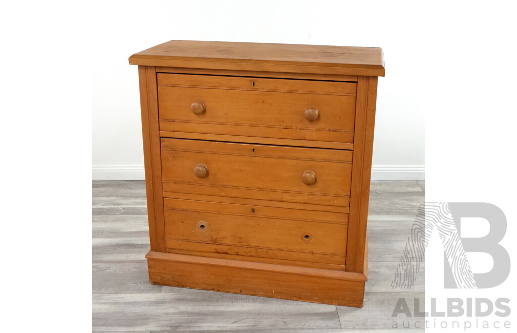 Edwardian Pine Chest of Three Drawers