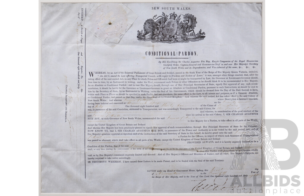 New South Wales Conditional Convict - Lot 1541051 | ALLBIDS
