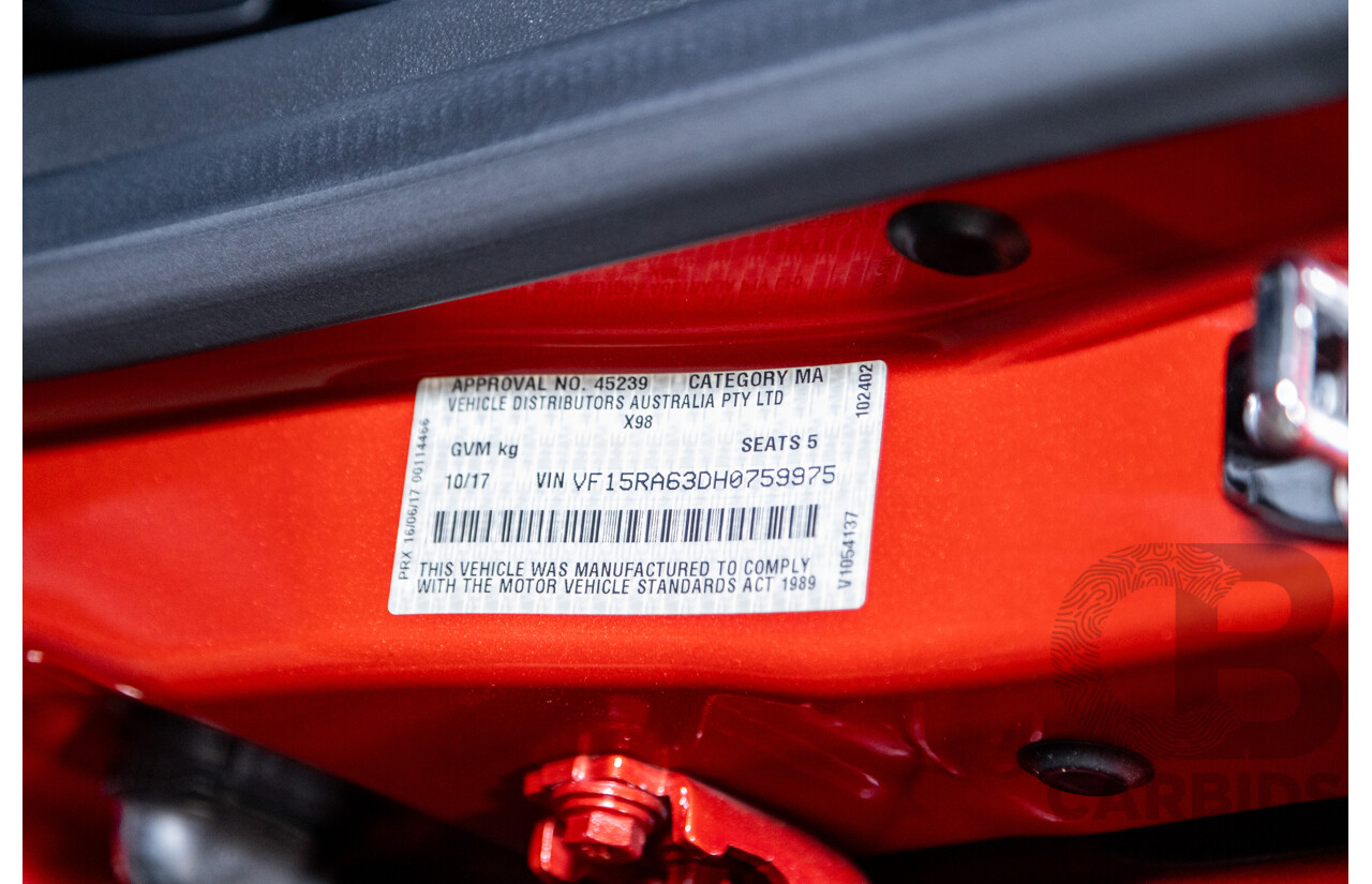 10/2017 Renault Clio RS 200 CUP Premium X98 5d Hatchback Metallic Flame Red Turbo 1.6L