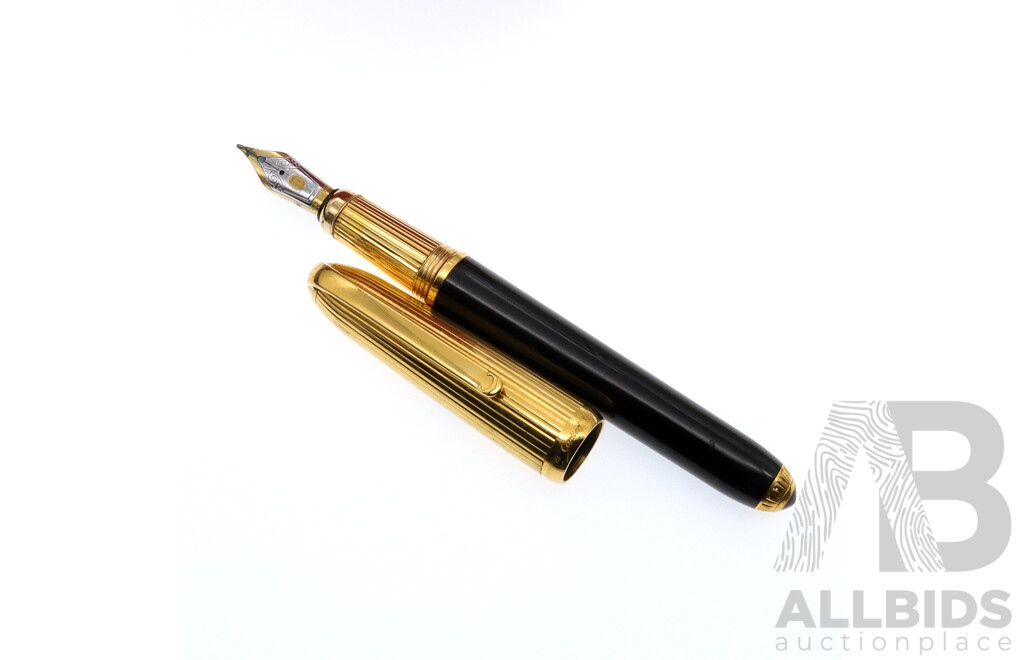 Cartier Louis Fountain Pen, Featuring Solid 18ct Gold Nib Engraved with Cartier, and Ballpoint Interchangeable Cartridge, Original in Box with Authenticity Documentation