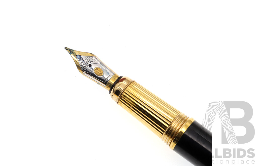 Cartier Louis Fountain Pen, Featuring Solid 18ct Gold Nib Engraved with Cartier, and Ballpoint Interchangeable Cartridge, Original in Box with Authenticity Documentation