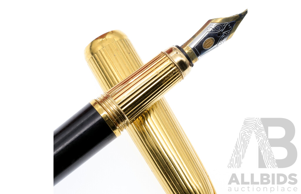 Cartier Louis Fountain Pen, Featuring Solid 18ct Gold Nib Engraved with Cartier, and Ballpoint Interchangeable Cartridge, Original in Box with Authenticity Documentation