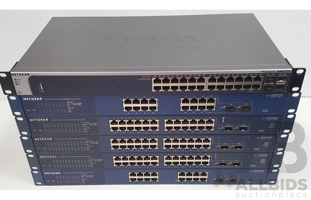 Netgear Assorted Ethernet Switches - Lot of Six