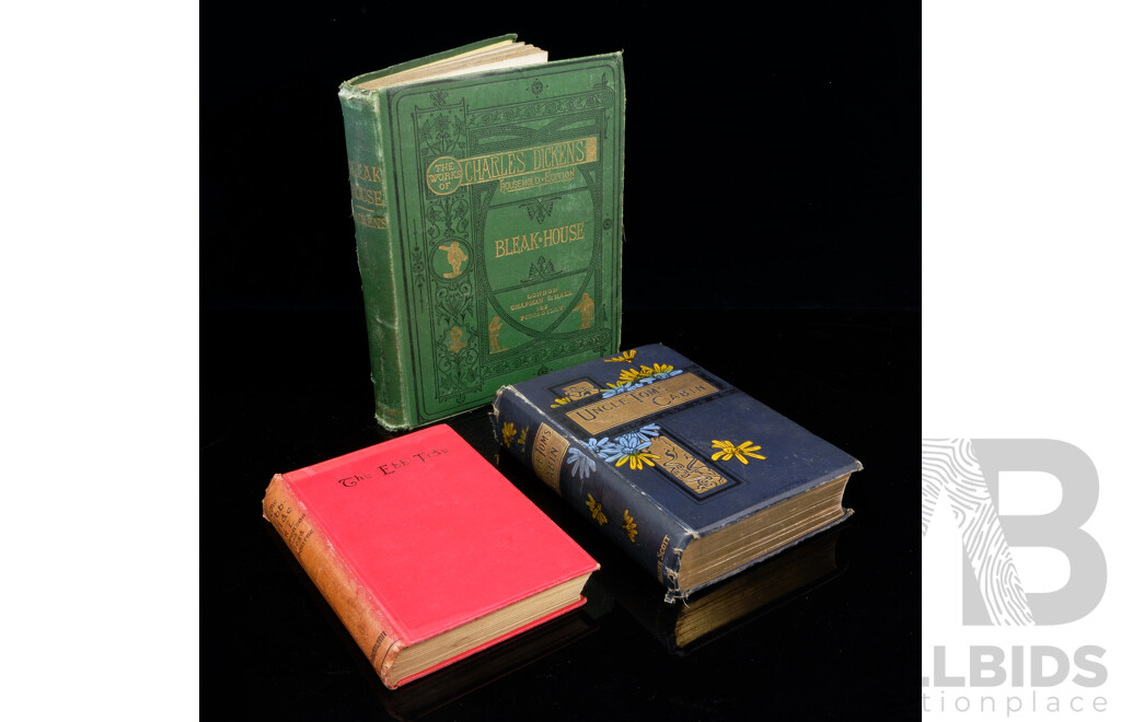 Three Antique Books Including the Works of Charles Dickens Household Edition Bleak House, 1873
