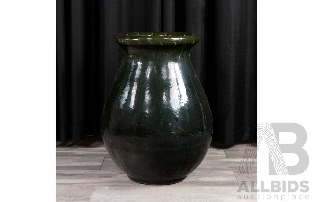 Large Green Glazed Terracotta Planter