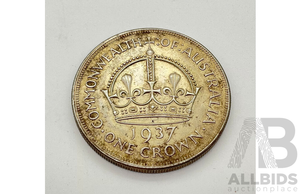 Australian 1937 One Crown Silver Coin .925