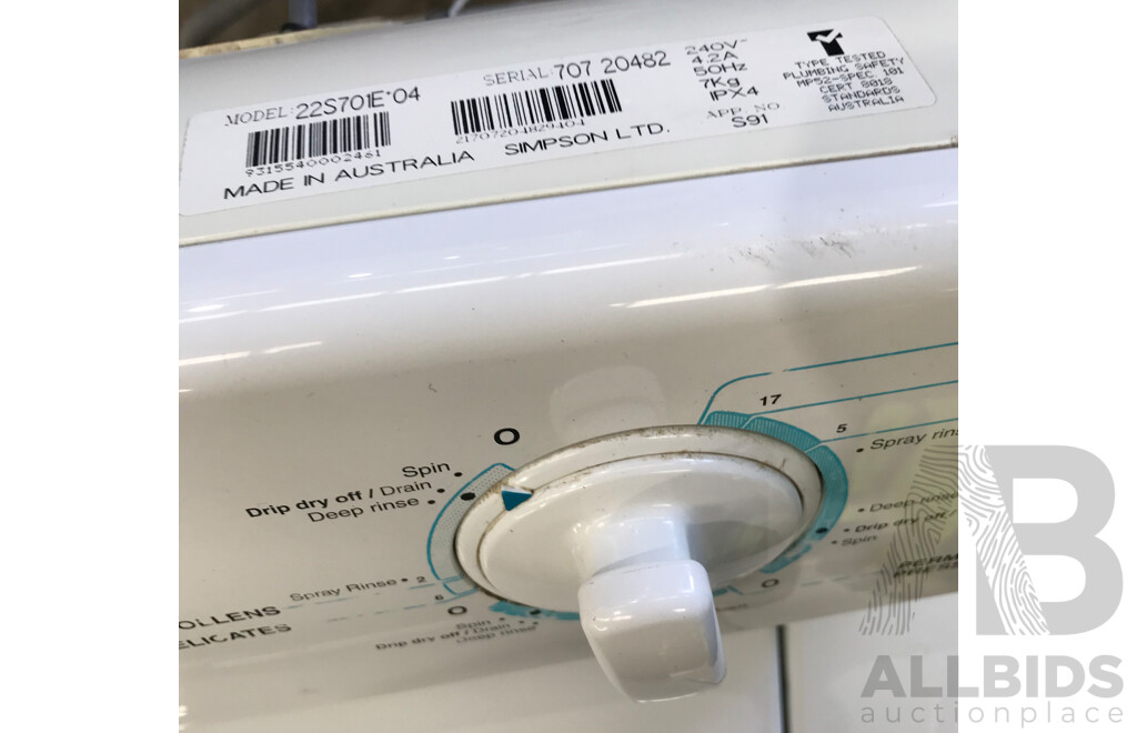 Simpson Enduro 701 7kg Top Loader Washing Machine