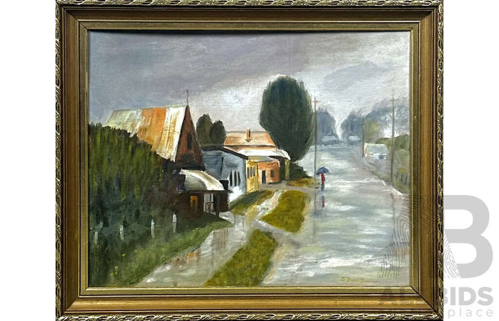 Daphne Broers-Freeman, Marulan in the Rain, Acrylic on Canvasboard