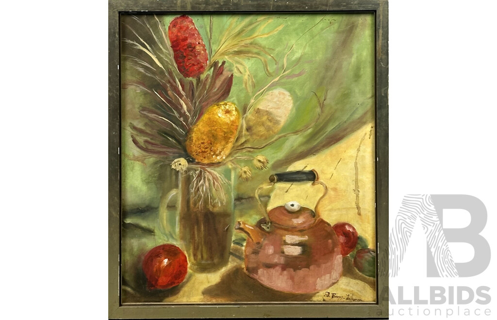 Daphne Broers-Freeman, Copper Kettle, Acrylic on Canvasboard