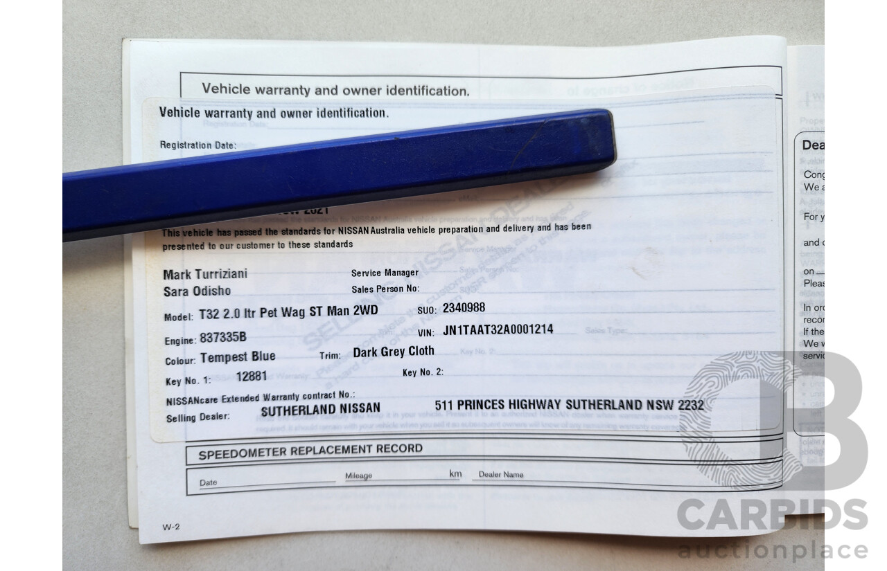 03/2016 Nissan X-Trail ST FWD T32 4D Wagon Blue 2.0L