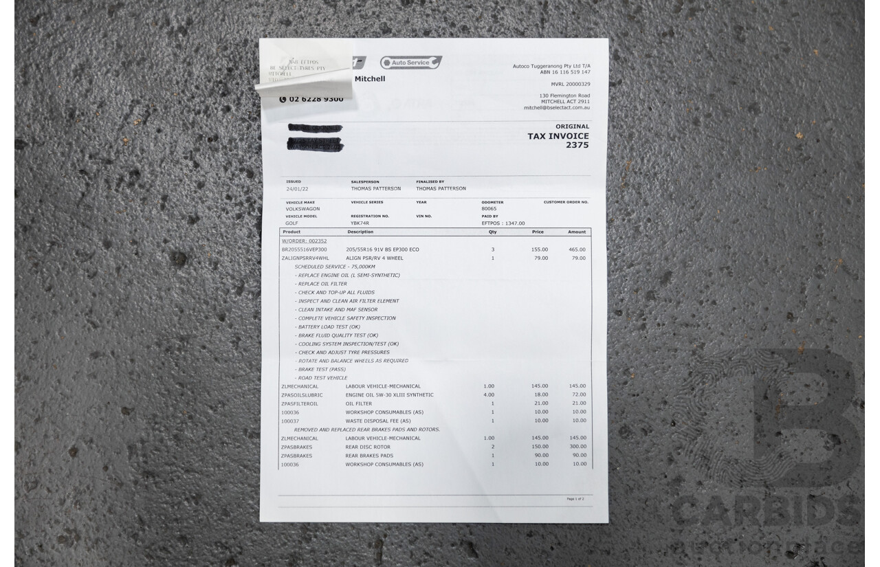 5/2018 Volkswagen Golf 110TSI Trendline MK7.5 AU MY18 5d Hatchback White Turbo 1.4L