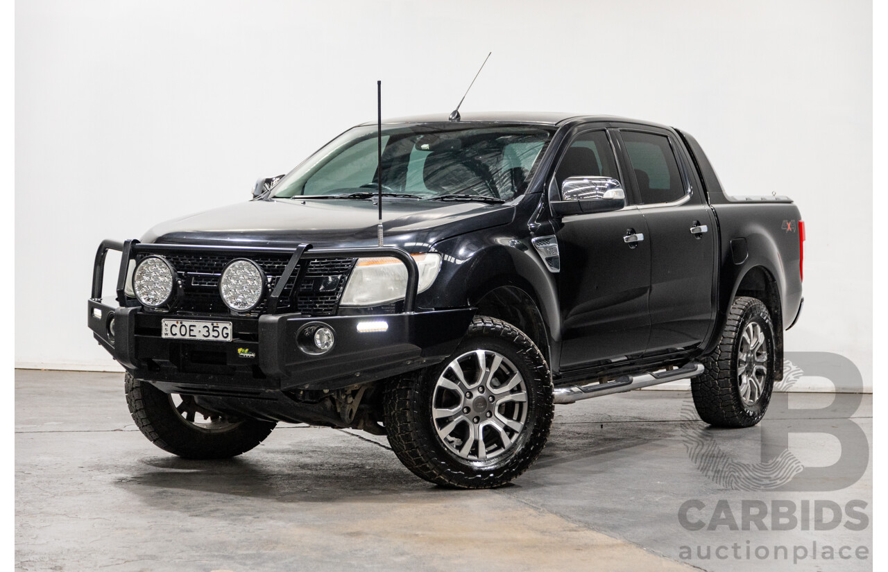 6/2013 Ford Ranger XLT 3.2 (4x4) PX 4d Dual Cab Utility Black Turbo Diesel 3.2L