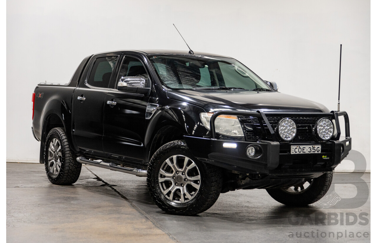 6/2013 Ford Ranger XLT 3.2 (4x4) PX 4d Dual Cab Utility Black Turbo Diesel 3.2L