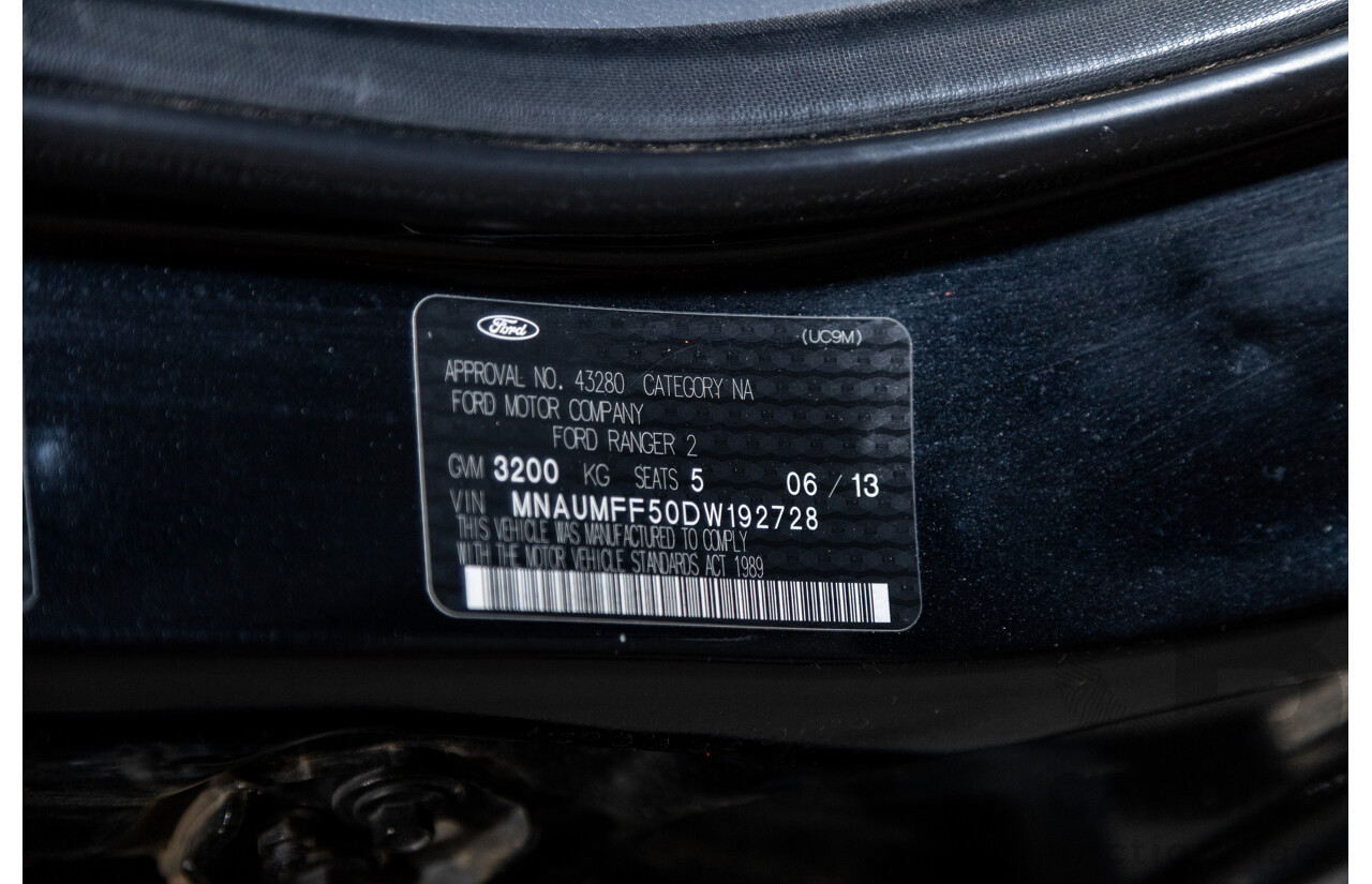 6/2013 Ford Ranger XLT 3.2 (4x4) PX 4d Dual Cab Utility Black Turbo Diesel 3.2L