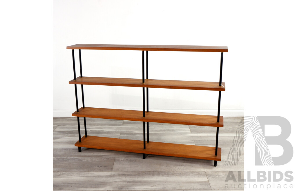 Mid Century Teak Open Four Tier Shelf